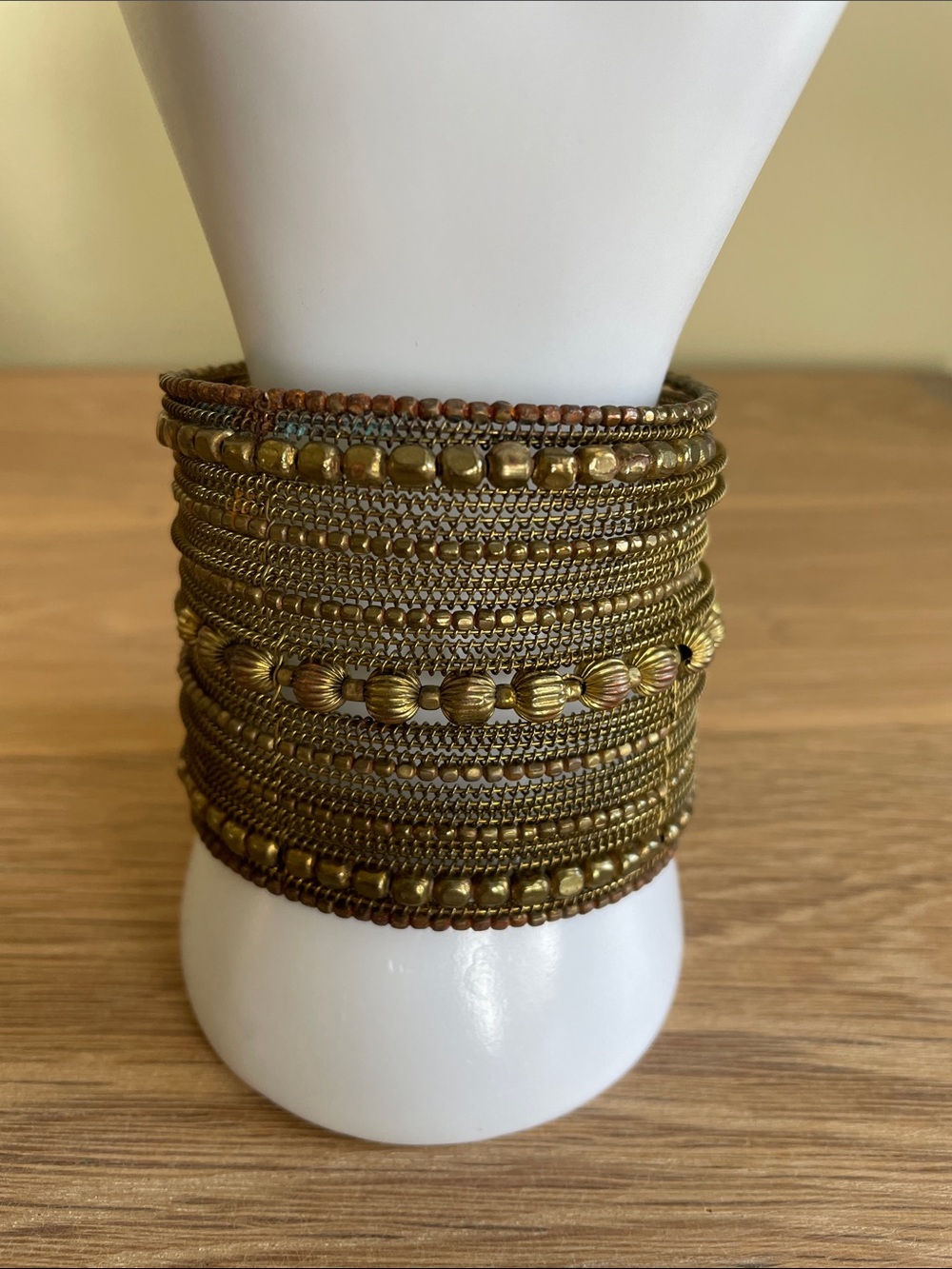 VINTAGE BRASS WIDE OPEN CUFF BRACELET Brutalist Textured Bangle